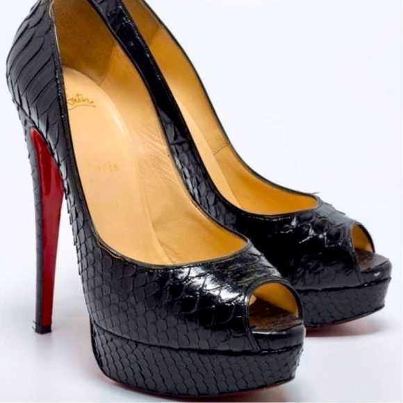 Christian Louboutin Lady Peep Python skin peep pumps EU38 rare 100% authentic. - Picture 10 of 11